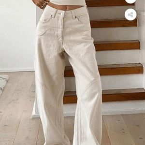 Wide leg dusty white trouser jeans
